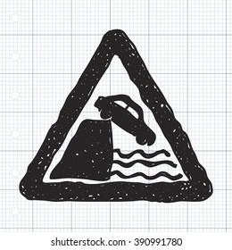 Simple hand drawn illustration of a road sign