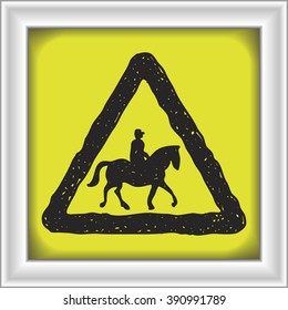 Simple hand drawn illustration of a road sign