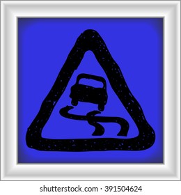 Simple hand drawn illustration of a road sign