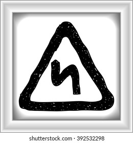Simple hand drawn illustration of a road sign