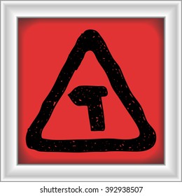Simple hand drawn illustration of a road sign