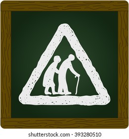 Simple hand drawn illustration of a road sign
