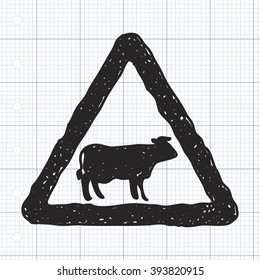 Simple hand drawn illustration of a road sign