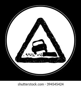 Simple hand drawn illustration of a road sign