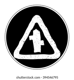Simple hand drawn illustration of a road sign