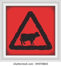Simple hand drawn illustration of a road sign