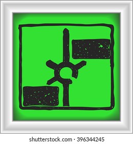 Simple hand drawn illustration of a road sign showing roundabout