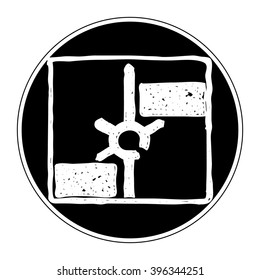 Simple hand drawn illustration of a road sign showing roundabout