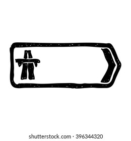 Simple hand drawn illustration of a road sign showing direction