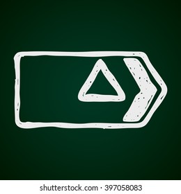 Simple hand drawn illustration of a road sign showing direction
