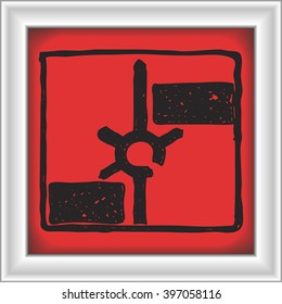 Simple hand drawn illustration of a road sign showing roundabout