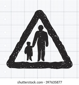 Simple hand drawn illustration of a road sign