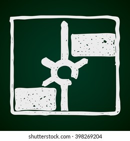 Simple hand drawn illustration of a road sign showing roundabout