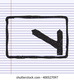 Simple hand drawn illustration of a road sign showing turn off