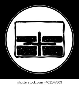Simple hand drawn illustration of a road sign showing crossroad
