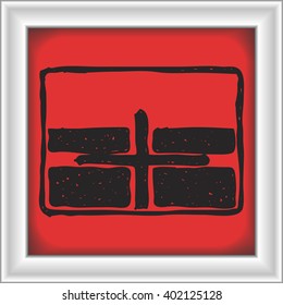 Simple hand drawn illustration of a road sign showing crossroad