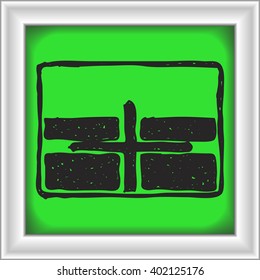 Simple hand drawn illustration of a road sign showing crossroad