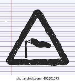 Simple hand drawn illustration of a road sign