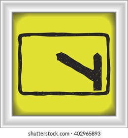 Simple hand drawn illustration of a road sign showing turn off