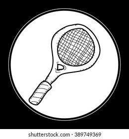 Simple hand drawn illustration of a tennins racket