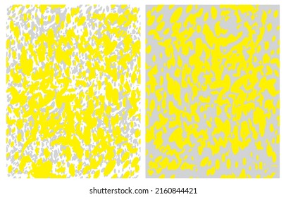 Einfache handgezeichnete, unregelmäßige Geometrische Vektormuster. Gelbe Pinselstriche auf weißem und hellgrauem Hintergrund. Infantile Style Abstrakte Doodle Vector Print ideal für Stoff, Textil. Cool Muster.