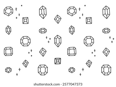 Simple hand drawn jewelry line drawing illustration set