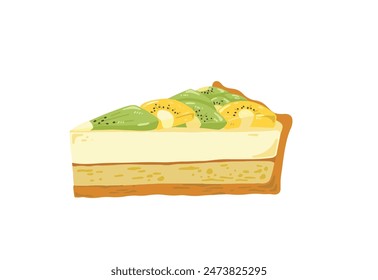 Ilustración simple dibujada a mano de tarta de kiwi