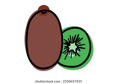 A simple hand drawn kiwi on the white background. Good for any project.