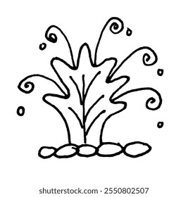 Simple dibujado a mano de hojas o hierba para el diseño de batik inspiración o decoración estilo bohemio