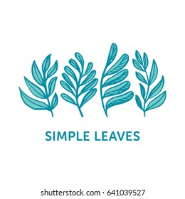Simple hand drawn leaves for your design