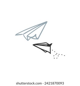 Simple Hand Drawn Line Art Folding Paper Airplane