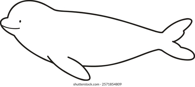 Simple hand drawn line art of a cute Beluga Whale