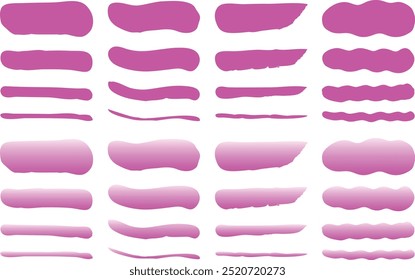 Simples conjunto de linhas desenhadas à mão, rosa.