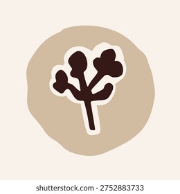 Simple hand drawn lino cut style floral leaves element. Flower leaf foliage bloom in flat isolated vector illustration for botanical nature sticker decor motif