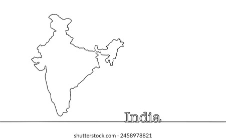 Un simple mapa dibujado a mano de la India. Estado en el sur de Asia. Vector aislado sobre fondo blanco.