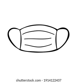 Simple hand drawn medical face mask icon. Isolated on white background. Vector stock illustrarion.