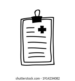 Simple hand drawn medical report illustration. Isolated on white background.