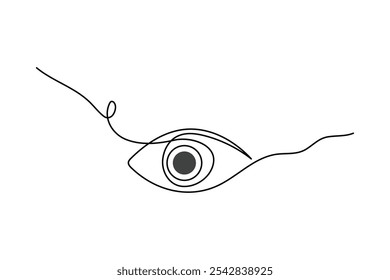 Simple dibujado a mano minimalista ojo una línea de dibujo de Vector de contorno mínimo icono