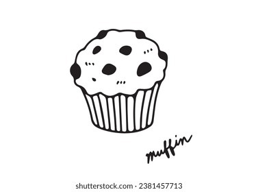 Dibujo de línea de muffin dibujado a mano simple