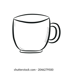 Simple hand drawn mug. Doodle style. Vector illustration isolated on a white background.