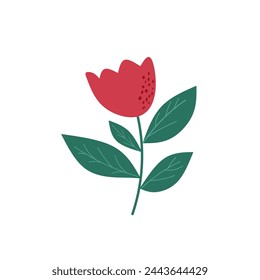 Dibujado a mano simple Naturaleza flores y hojas objetos ilustración vectorial.