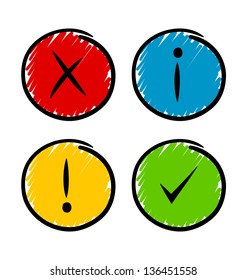 Simple hand drawn notification icons suitable for custom web design and computer purposes