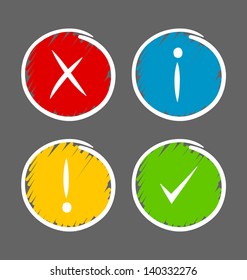 Simple hand drawn notification icons suitable for custom web design and computer purposes