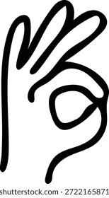 Mão Simples Desenhada OK Gesture Line Art