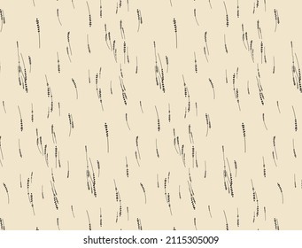 Simple hand drawn outline pattern. Seamless leaf background. Vector illustration.