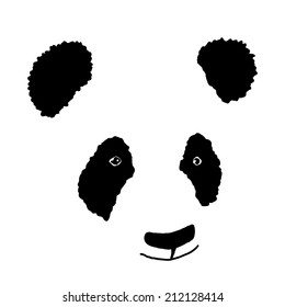 Simple hand drawn panda icon. Silhouette. Vector illutration