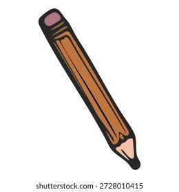 Simple hand drawn pencil illustration isolated on white. Ideal for education, writing, creativity, school materials, learning apps, and design projects. Vector art