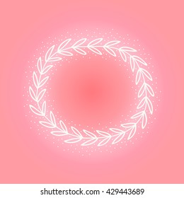 simple hand drawn pink cute wreath, vector illustration