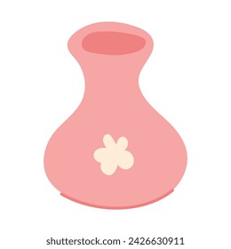 Simple hand drawn pink Vase. Minimalistic illustration of container for preserving flowers. Hand-drawn vector illustration.