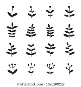 Simple Hand Drawn Plants Icons, Scandinavian Style Vector Illustration. 